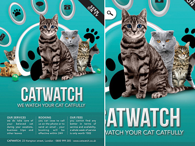 Cat Lover Shop, Care And Watch business cat company feed flyer fur love original paw pet take care watch