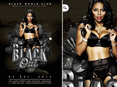 Black Out Party In Club black black out casino club design disco ball dj elegant evening event flyer night party print sexy spade speaker template