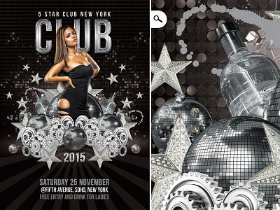 5 Star Club Party Or Celebration 5 star bottle celebration club discoball dj drink dubstep electro eve evening event flyer gear music party print sound star tech
