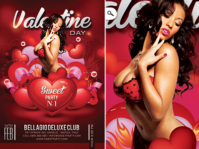 Sweet Sexy Valentine Day Party In Club bash club dj eve evening event flyer heart music night party print romantic sexy sound sweet template val day valentine valentine day