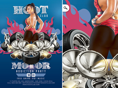 Motor Addiction Party In Hot Hoot Club Model addiction automobile bike car club eve evening event fans flyer hoot hooter motor night parts party sound theme themed vehicle