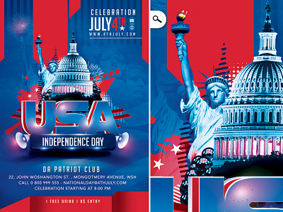 4th July Flyer 4th of july america capitole celebration club independance independance day national day party patriotic statue of liberty usa