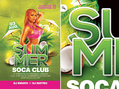 Summer Flyer club cocktail coconut flyer fresh hot music palm tree party summer sun tropical