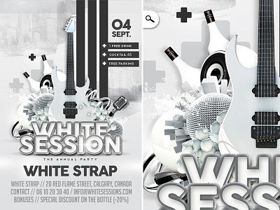 White Party White Session bottle club dj drink elegant flyer guitar mic party session sound white