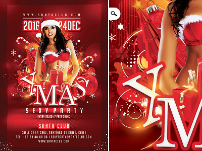 Xmas Flyer celebration christmas club decoration holiday jingle bell night party pine tree santa sexy xmas