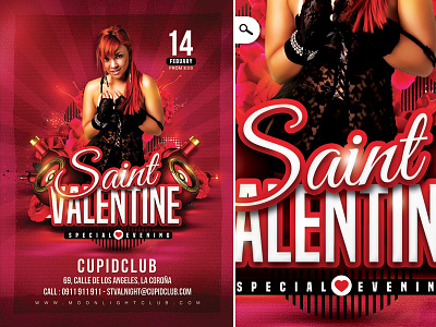 Saint Valentine Day Flyer 2017 club couple cupid drink febuary love lover party saint speaker st val valentine