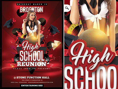 School Reunion Flyer club degree dj eve flyer graduation high party prom reunion school university