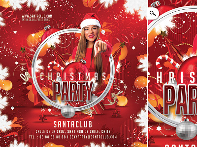 Squared Christmas Party Flyer bar celebration christmas club dj family flyer party sexy santa xmas