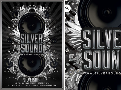 Silver Lounge Party bar club dj drinks eve flyer lounge mixing night party silver sound