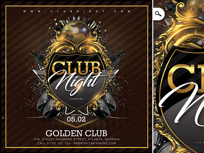 Club Night club dj drinks eve flyer mix music night party sound speakers template