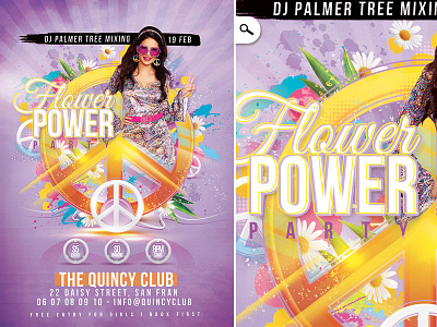 Peace Party Flower Power club fest festival flower love party peace power retro seventies sixties woodstock