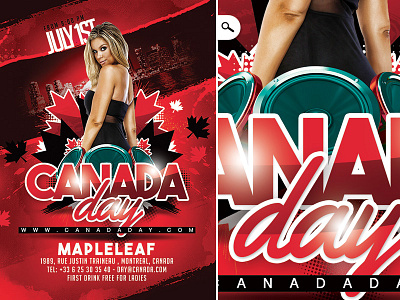 Canada Day Party canada day canadian celebration club dj flyer maple leaf music national day party print template