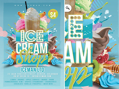 Ice Cream Shop Flyer beach corporate drink flavors flyer gelato ice cream print template shop sorbet summer sweet