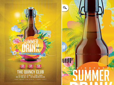 Summer Drink Party beer club cocktails drink exotic flyer party seasonal summer summertime template tropical