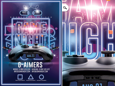 Game Night Flyer club competition control flyer game gamer joypad joystick night pad print tournament