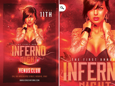 Inferno Night Flyer club dj drink elements event flyer inferno music night party planet space