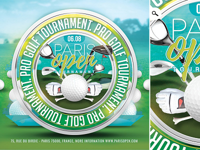 Golf Tournament Or Club Flyer caddy club club house golf player practice pro sports tour tournament training