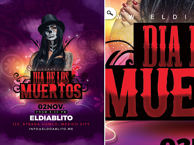 Dia De Los Muertos Model celebration club day of the dead dia de los muertos dj event fieste flyer mexican mexico party template