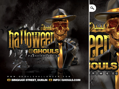 Scary Golden Halloween Party Flyer