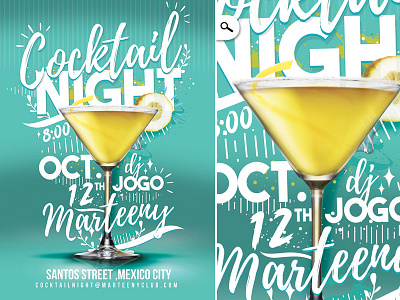Cocktail Night Flyer alcohol bar club cocktail dj drink entertainment flyer happy hour music night template