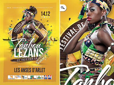 Flyer Festival Tanbou Lezans art artist caribbean culture drum festival flyer local music musician promotion singers