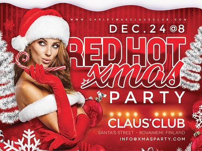 Red Hot Xmas Party flyer celebration christmas club dj flyer hot night party red santa template xmas