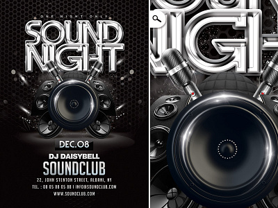 Sound Night Party Flyer club dj flyer mix night noise party print sound speaker template volume