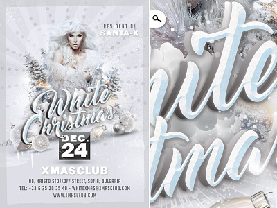 White Christmas Flyer celebration christmas club flyer holidays night out party snow template white winter xmas