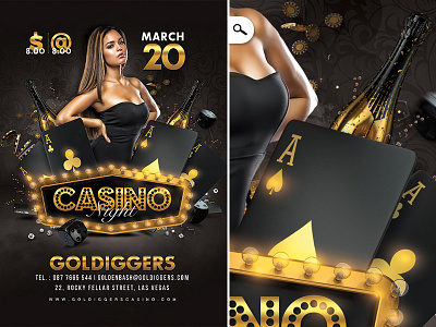 Classy Casino Night Party ace casino classy drinks event flyer gambling night party playing cards poker template