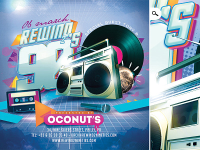 Squared Back To 90s Retro Flyer 1 80ies 90ies cd artwork club flyer music night party retro rewind theme themed eve