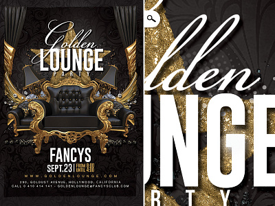 Golden Lounge Party barocco club dj flyer golden lounge luxury mix night party template vip