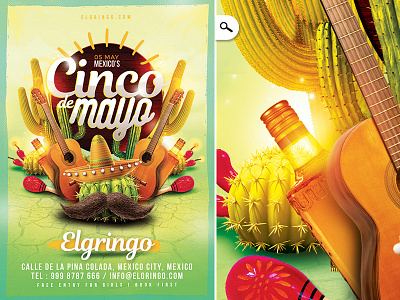 Mexico Cinco De Mayo Flyer 5 de mayo celebration cinco de mayo dj exotic flyer mexico music national day seasonal sombrero tequila