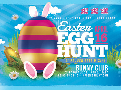 Easter Egg Hunt Flyer celebration club cute dj easter egg flyer hunt party rabbit seasonal template