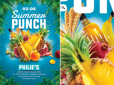 Summer Punch Flyer cocktail dj drinks exotic flyer fruits party punch smoothie summer template tropical