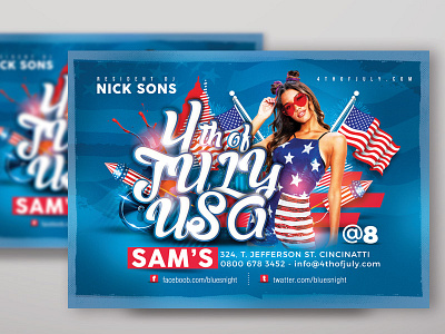 4th Of July Usa Flyer 4th of july 4thofjuly america celebration dj fireworks flyer independence day national day template us flag usa