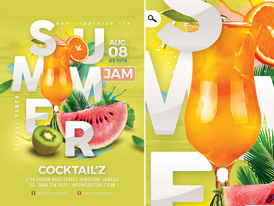 Fruity Summer Punch Flyer club cocktail dj drink flyer fruity jam party punch seasonal summer template
