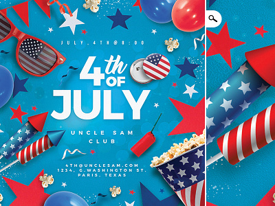 4th Of July Usa Flyer Party 4th of july america american fest celebration club event flyer independence day july 4th national day party template usa