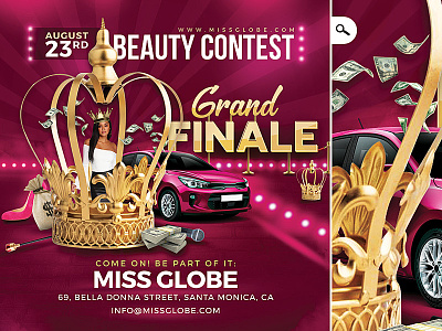 Beauty Contest Flyer Template beauty competition contest fashion grand finale lady miss model pageant prizes universe world