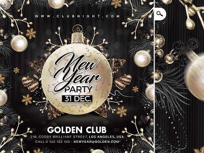 New Year Party Flyer celebration christmas club countdown flyer holidays new year nye party winter xmas