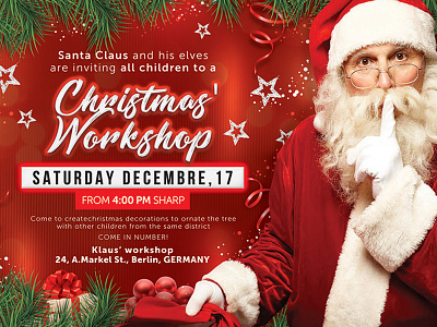 Santa Claus Christmas Workshop Flyer