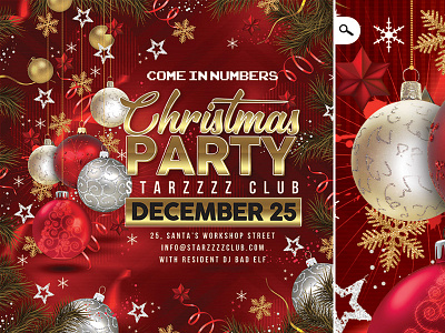 Christmas Night Club Party Flyer ball boxing day celebration christmas christmas tree club family flyer night party santa xmas