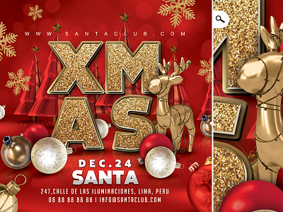 Xmas Jingle Bell Party Flyer christmas club eve event flyer holidays jingle bell night party santa claus winter xmas