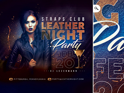 Leather Night Party Flyer bar club cocktail dj eve event flyer leather night party print themed