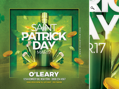 Saint Patrick Day Party Flyer bar beer celebration clover club flyer ireland irish pub saint patrick saint patricks day st pat day