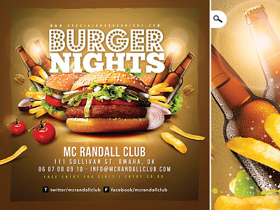 Burger Nights Club Party Flyer ad bar burger club drink fast food flyer night party pub restaurant shop