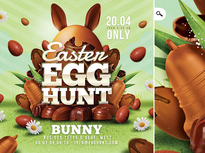 Easter Egg Hunt Flyer catholic celebration children chocolate club easter easter bunny egg flyer hunt party rabbit