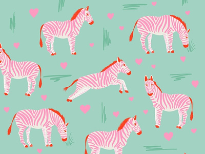 Zebra Valentine illustration pattern design repeating pattern surface design wild zebra