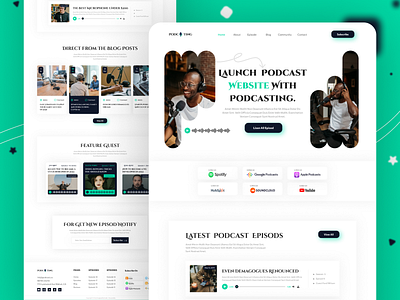 PODCASTING LANDING PAGE home page hosting interview landing page live streaming podcast podcasting podcasts spotify stories talk show ui ui design ux web design website