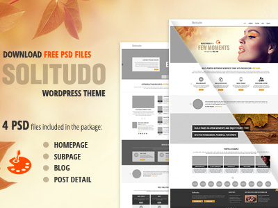 Free Solitudo PSD's files blog download free homepage post details psd subpage theme wordpress