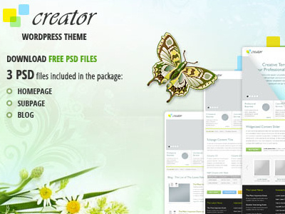 Free Creator PSD's files blog creator download freebie homepage psd subpage template theme wordpress